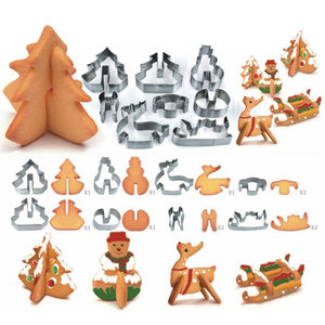 8pcs Stainless Steel 3D Christmas Cookie Cutter