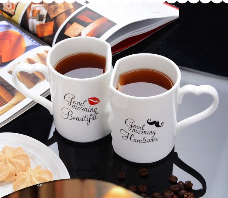 Kissing His and Her Porcelain Coffee Mug 2 PC Set