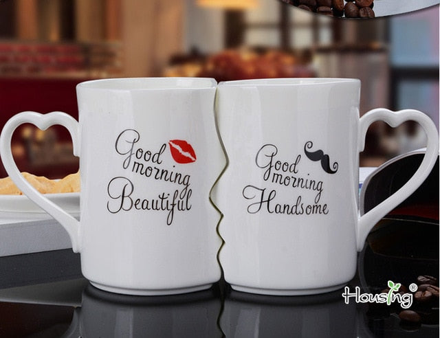 Kissing His and Her Porcelain Coffee Mug 2 PC Set